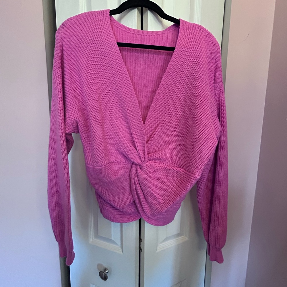 Pink Knotted Women Sweater